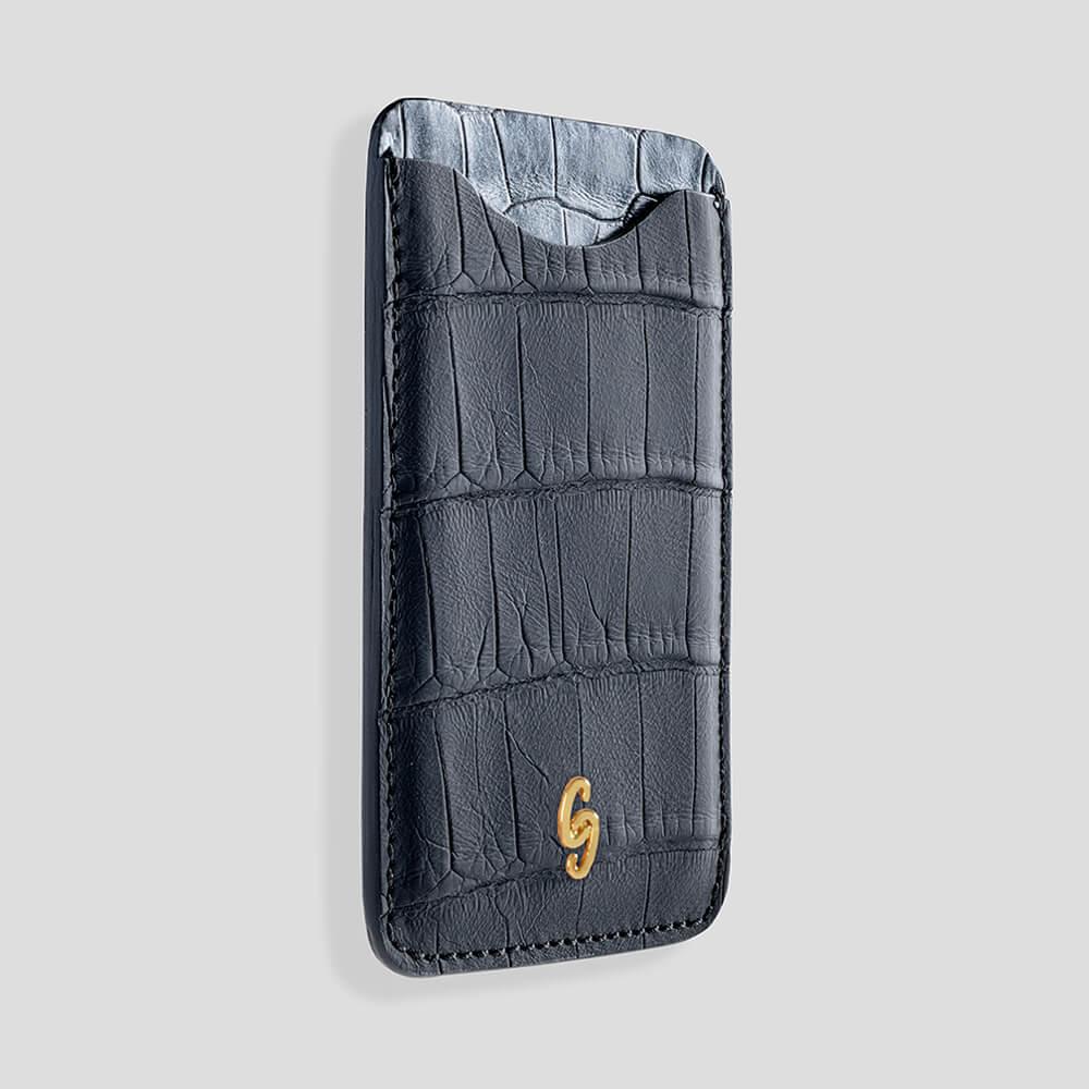 Cardholder with Magsafe in Alligator Black Carbon - Gatti Luxury