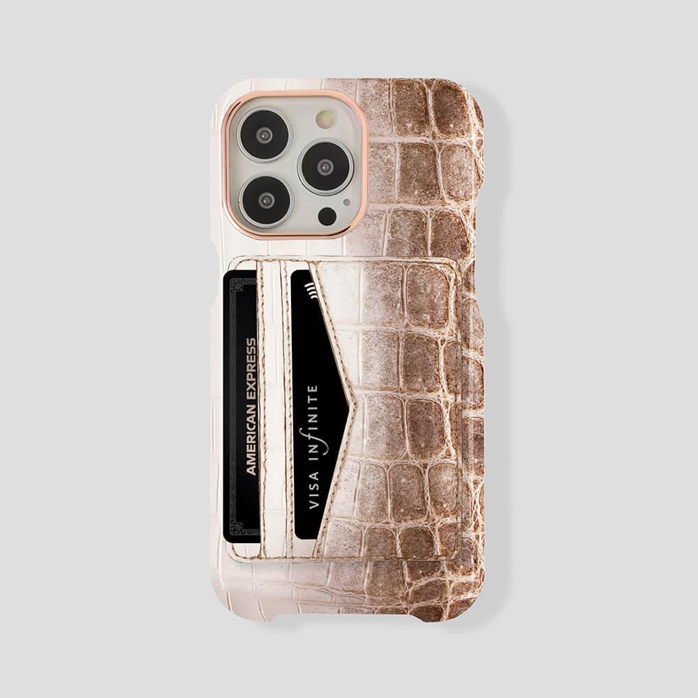 iPhone 14 Pro Cardholder Himalayan Crocodile Case - Gatti Luxury
