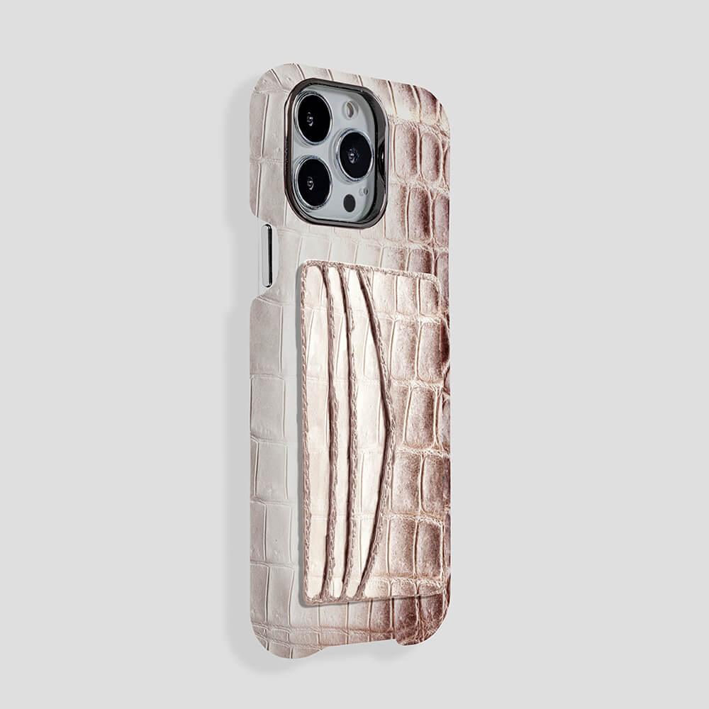 iPhone 14 Pro Cardholder Himalayan Crocodile Case - Gatti Luxury