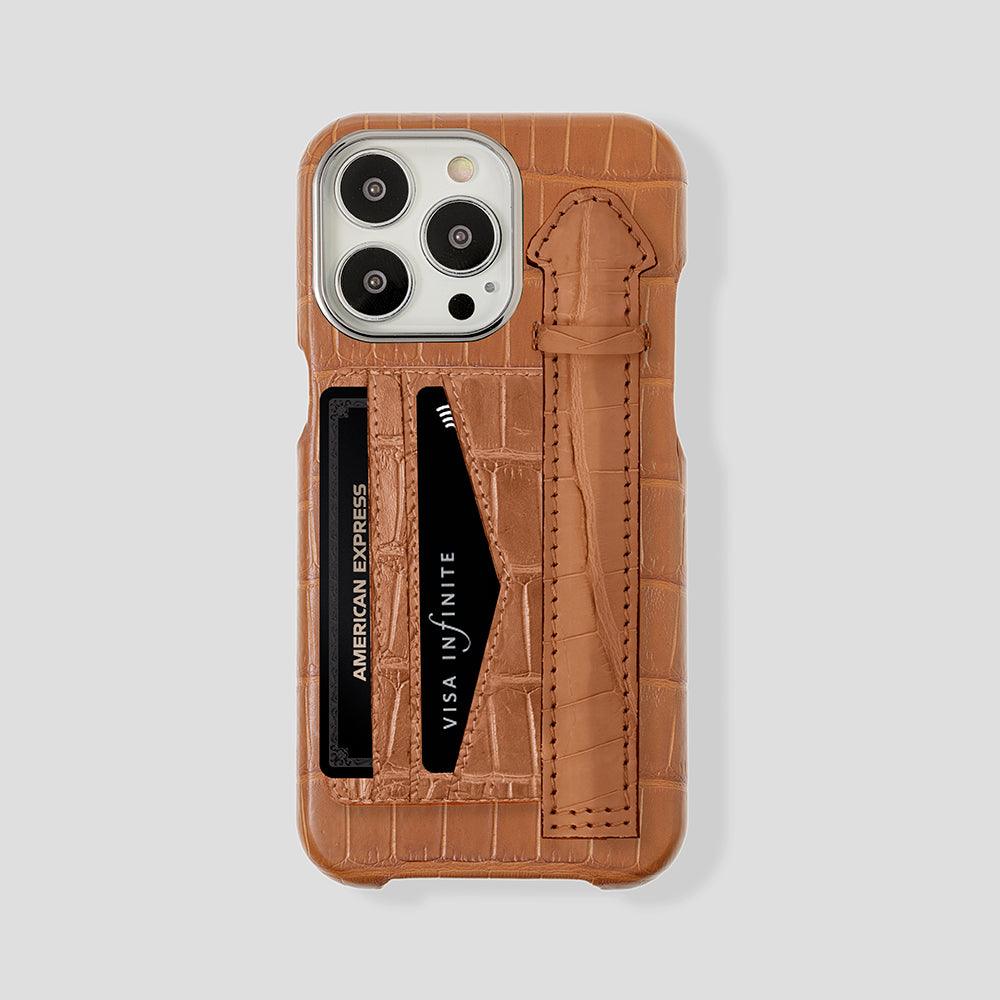 iPhone 16 Pro Cardholder Finger Strap Case Alligator iPhone 16 Pro Cardholder Finger Strap Case Alligator