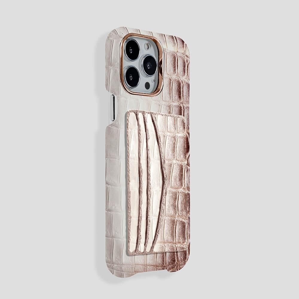 iPhone 15 Pro Cardholder Himalayan Crocodile Case - Gatti Luxury