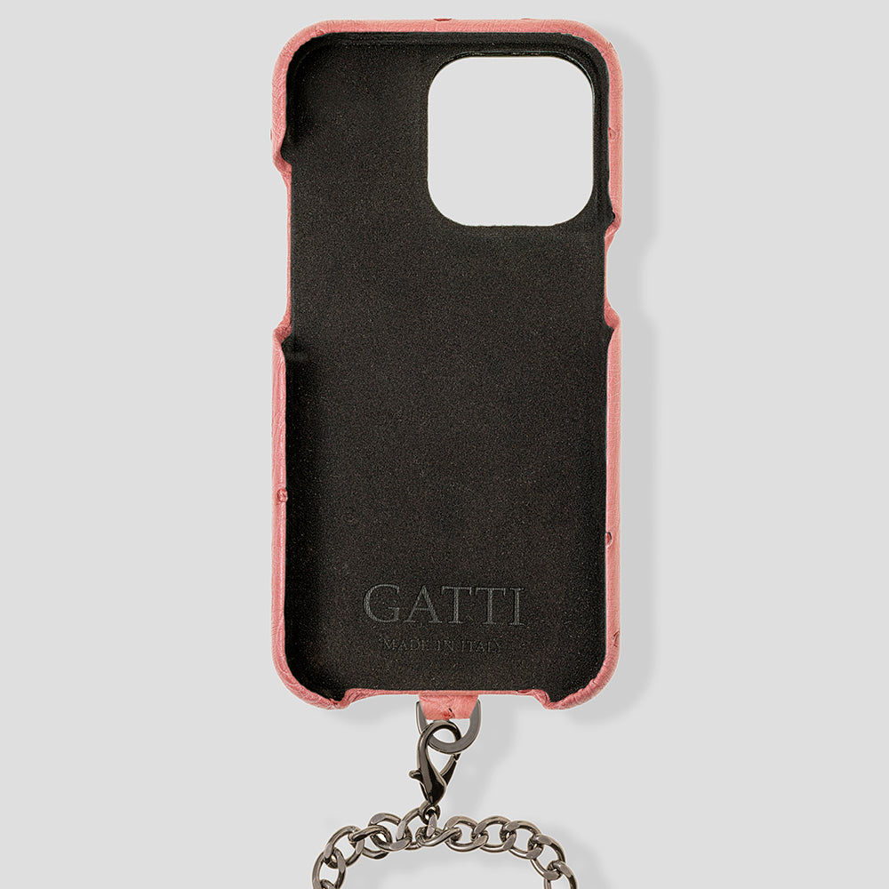 iPhone 15 Pro Max Crossbody Cardholder Case in Ostrich - Gatti Luxury