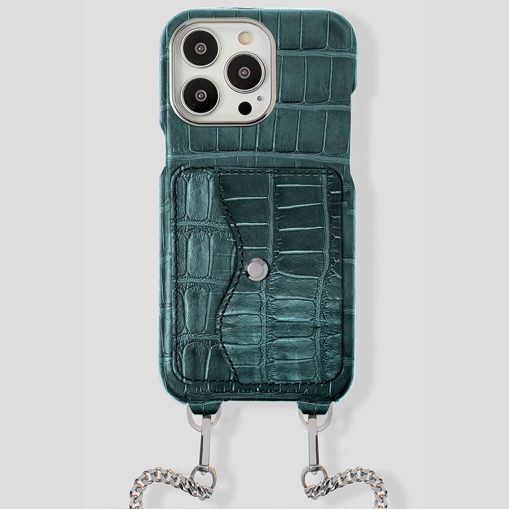 iPhone 15 Pro Necklace Pocket Case in Alligator - Gatti Luxury