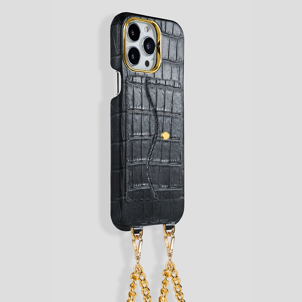 iPhone 15  Plus Necklace Pocket Case in Alligator
