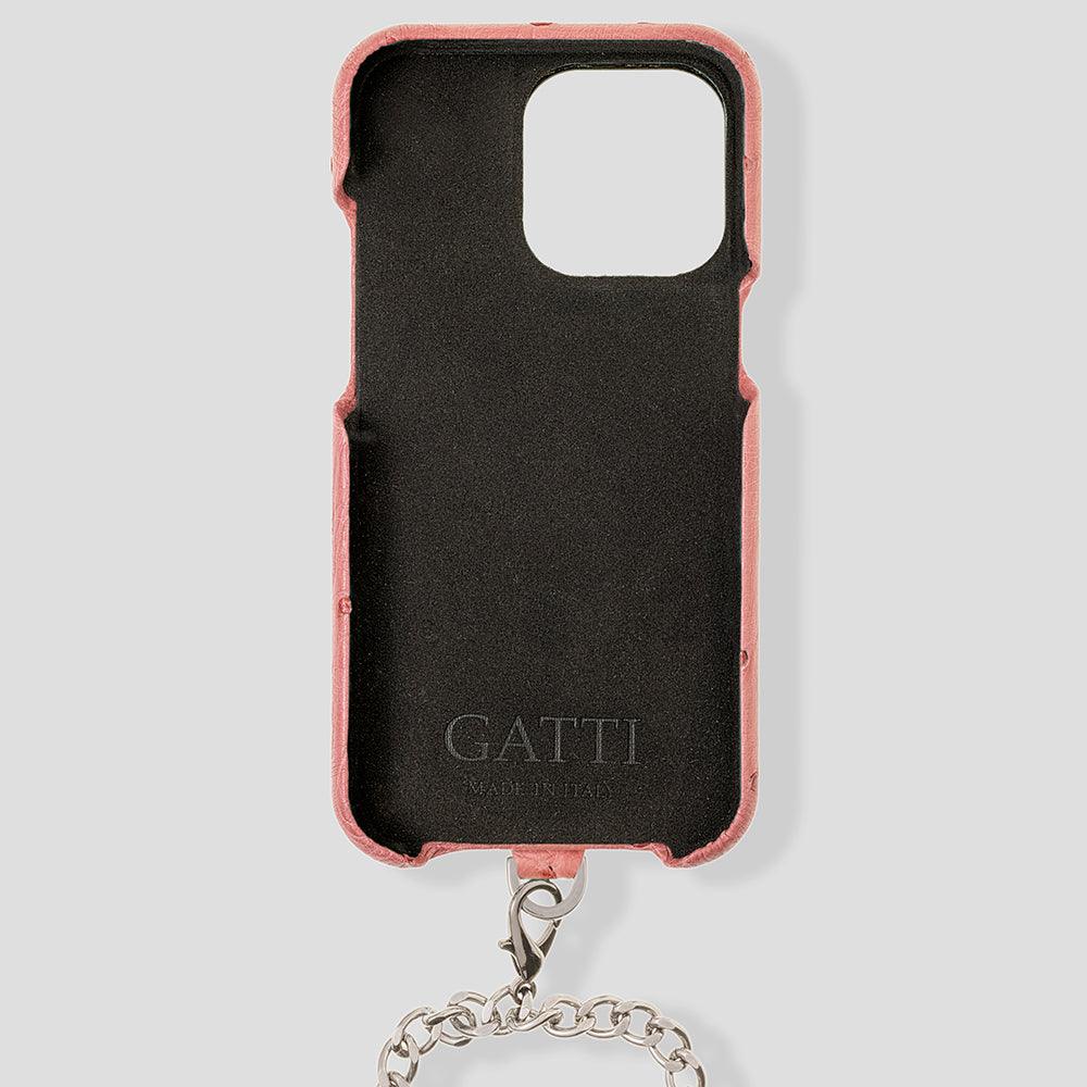 iPhone 15 Pro Crossbody Cardholder Case in Ostrich - Gatti Luxury