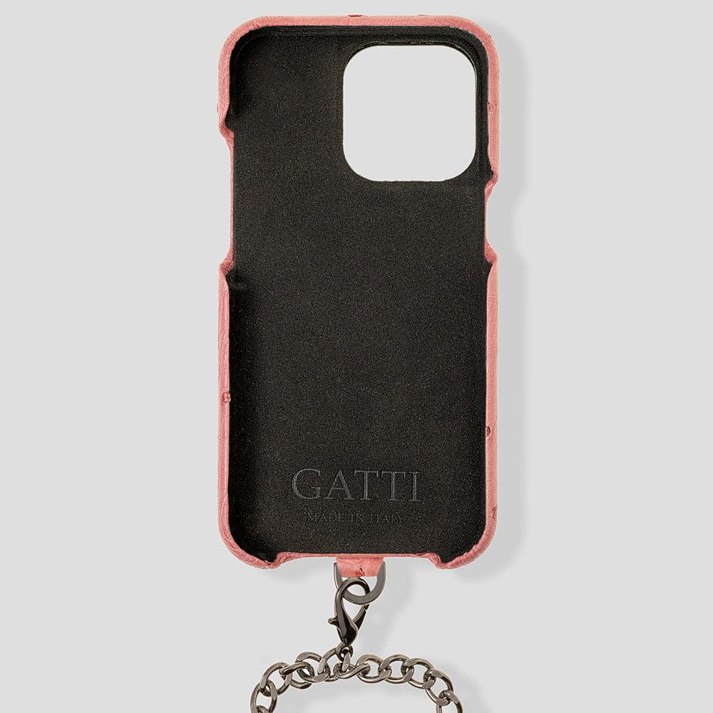 iPhone 15 Pro Crossbody Cardholder Case in Ostrich - Gatti Luxury