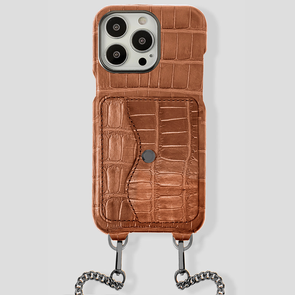 iPhone 15  Pro Max Necklace Pocket Case in Alligator
