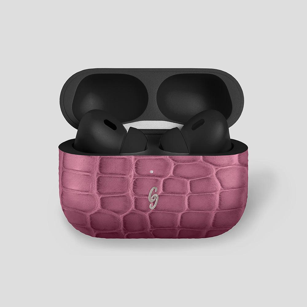 Custom Alligator AirPods Pro Pink Camelia Black - Gatti Luxury