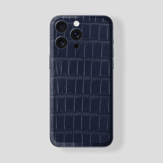 Custom iPhone 15 Pro | Pro Max in Titan Blue Alligator Blue Navy - Gatti Luxury