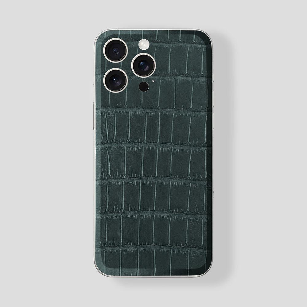 Custom iPhone 15 Pro | Pro Max in Titan White Alligator Green - Gatti Luxury