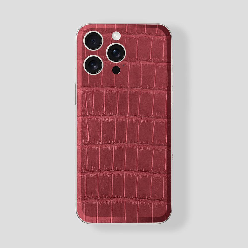 Custom iPhone 15 Pro | Pro Max in Titan White Alligator Red - Gatti Luxury