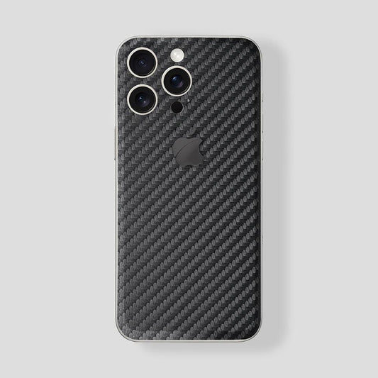 Custom iPhone 15 Pro | Pro Max in Titan White Carbon Fiber Black Logo - Gatti Luxury