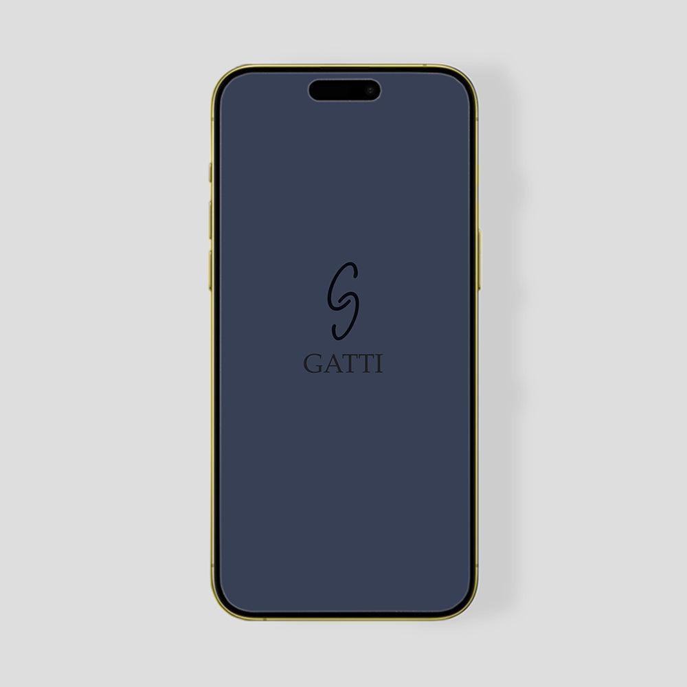 Custom iPhone Gold 24K, Blue Navy Alligator, Diamond Gold Logo - Gatti Luxury