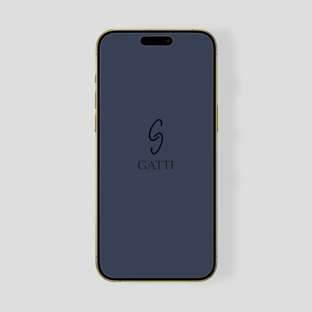 Custom iPhone Gold 24K, Blue Navy Alligator, Gold Logo - Gatti Luxury