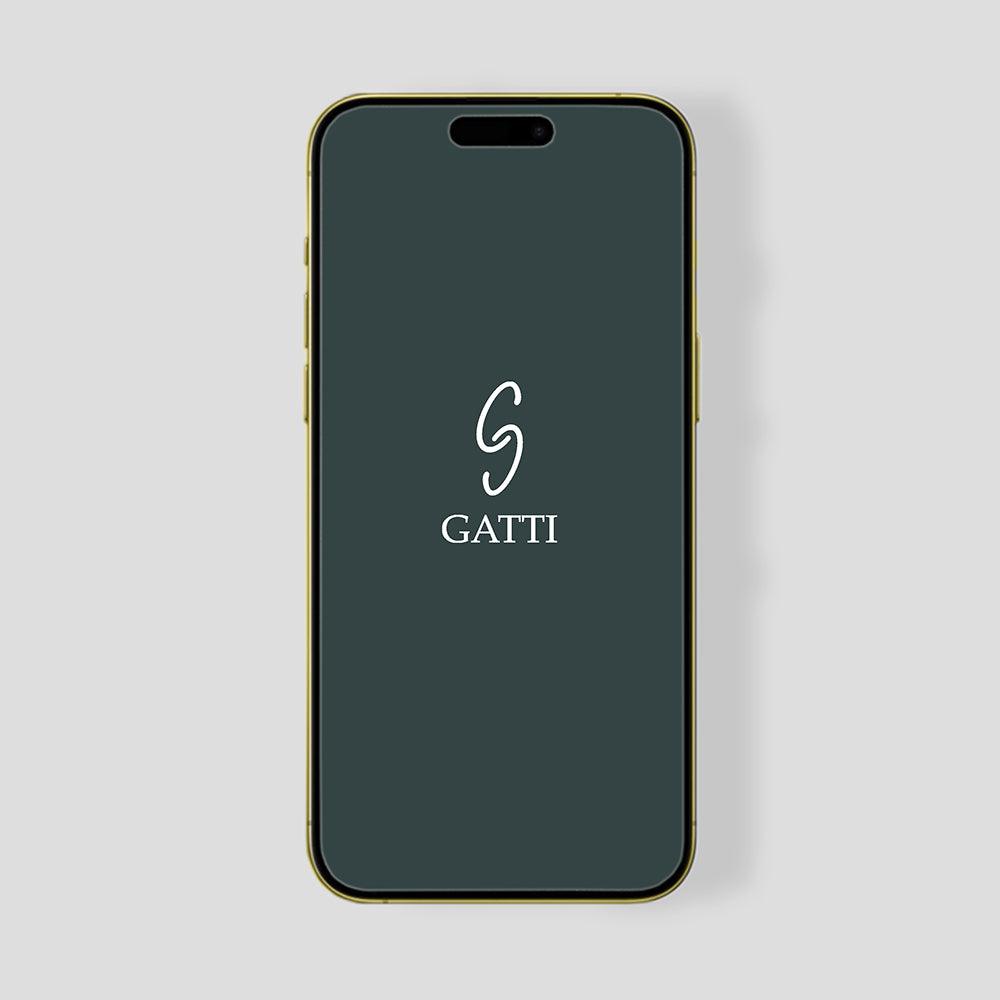 Custom iPhone Gold 24K, Green Emerald Alligator, Diamond Gold Logo - Gatti Luxury