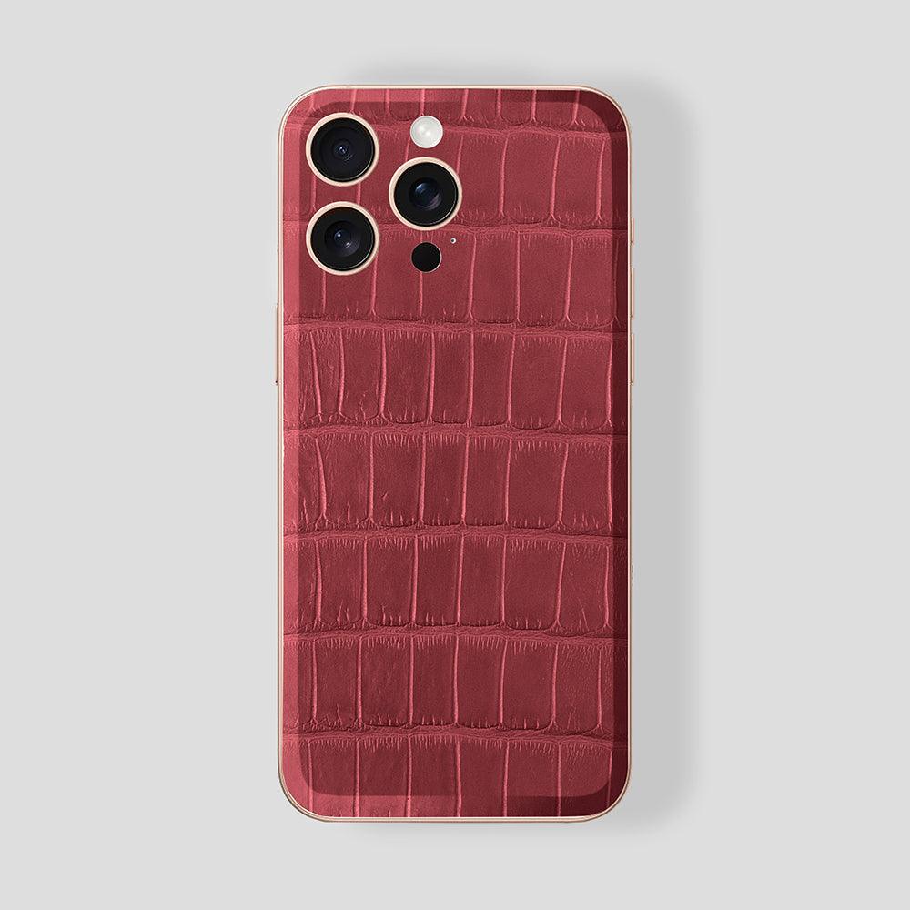 Custom iPhone Rose Gold 24K, Red Alligator - Gatti Luxury