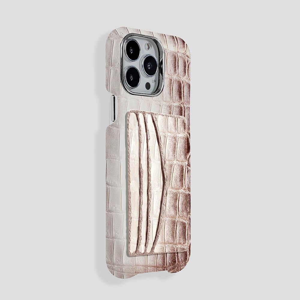 iPhone 14 Pro Cardholder Himalayan Crocodile Case - Gatti Luxury