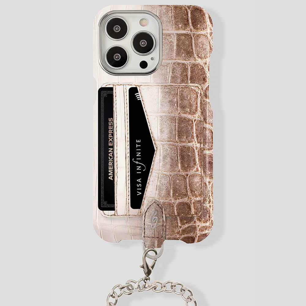 iPhone 14 Pro Crossbody Cardholder Case in Himalayan Crocodile - Gatti Luxury