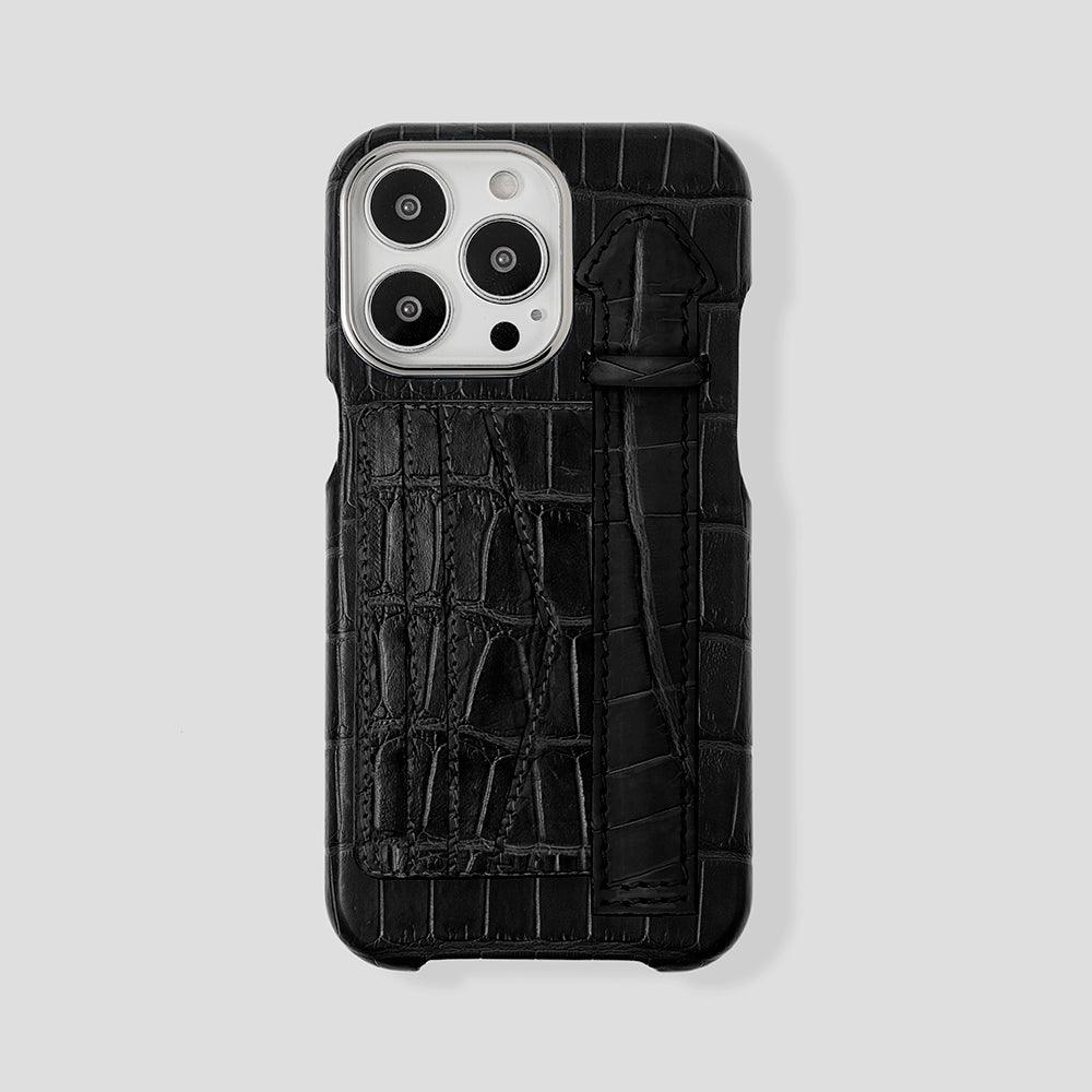 iPhone 15 Cardholder Finger Strap Case Alligator - Gatti Luxury