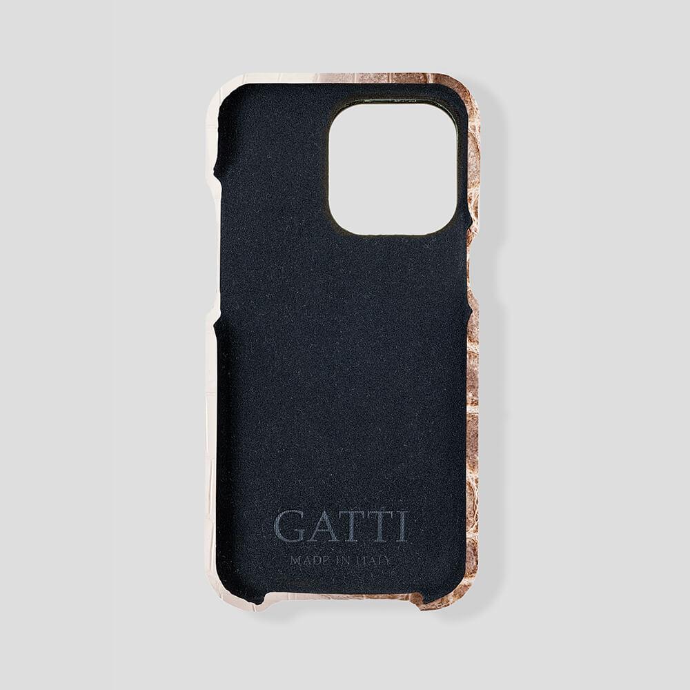 iPhone 15 Cardholder Finger Strap Case Himalayan Crocodile - Gatti Luxury