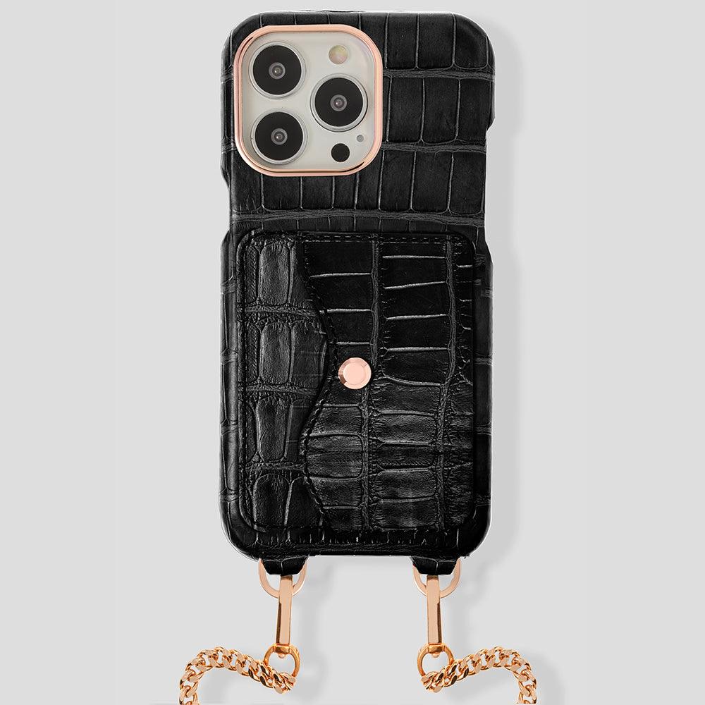 iPhone 15 Necklace Pocket Case in Alligator - Gatti Luxury