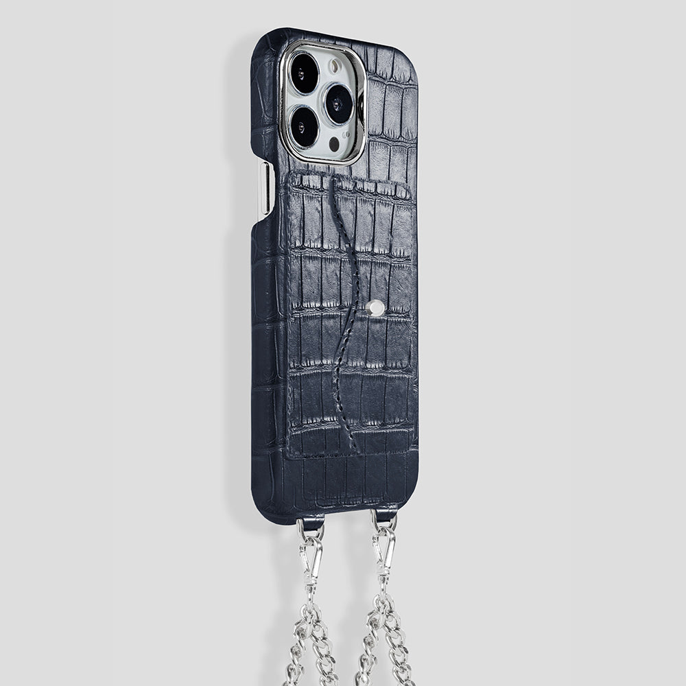 iPhone 15 Necklace Pocket Case in Alligator - Gatti Luxury