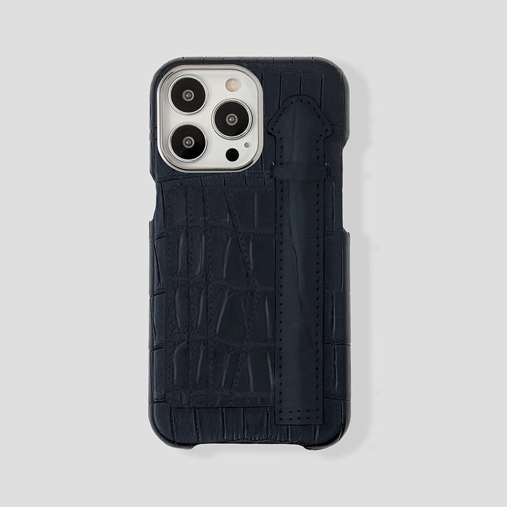 iPhone 15 Plus Cardholder Finger Strap Case Alligator - Gatti Luxury