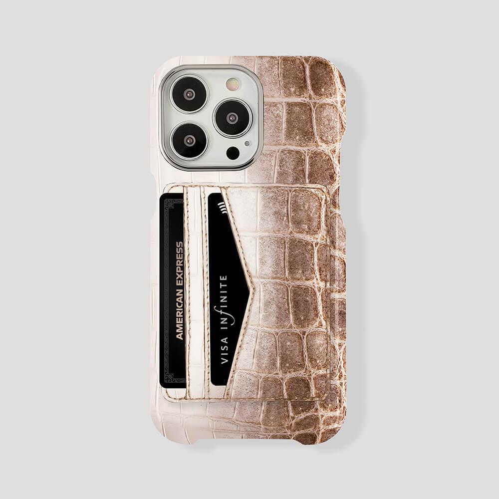 iPhone 15 Plus Cardholder Himalayan Crocodile Case - Gatti Luxury