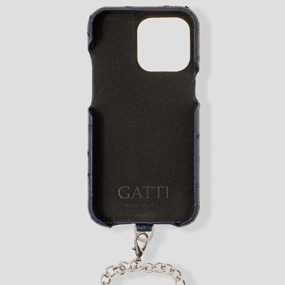 iPhone 15 Plus Crossbody Cardholder Case in Ostrich - Gatti Luxury