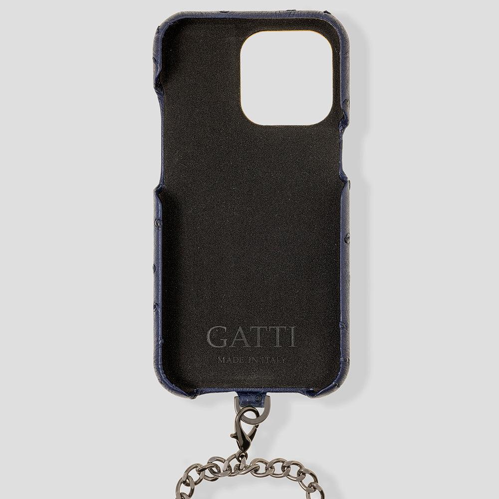 iPhone 15 Plus Crossbody Cardholder Case in Ostrich - Gatti Luxury