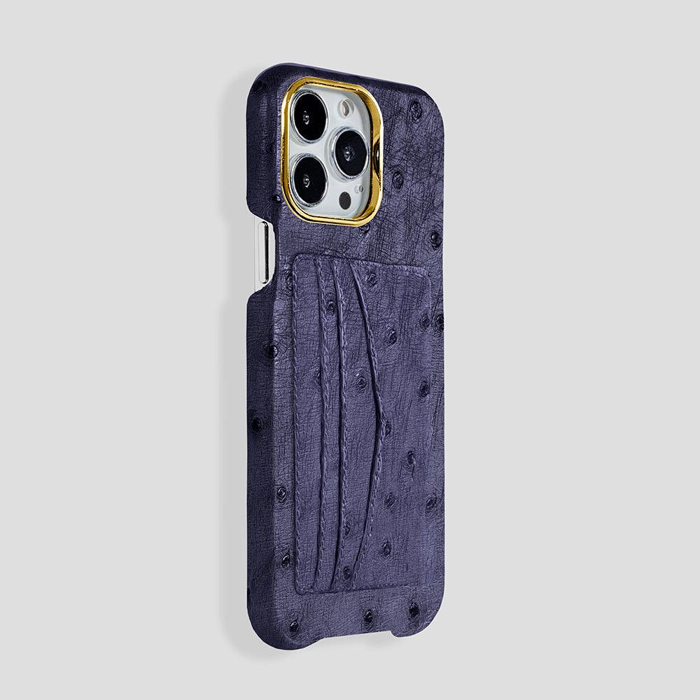iPhone 15 Pro Cardholder Case Ostrich - Gatti Luxury
