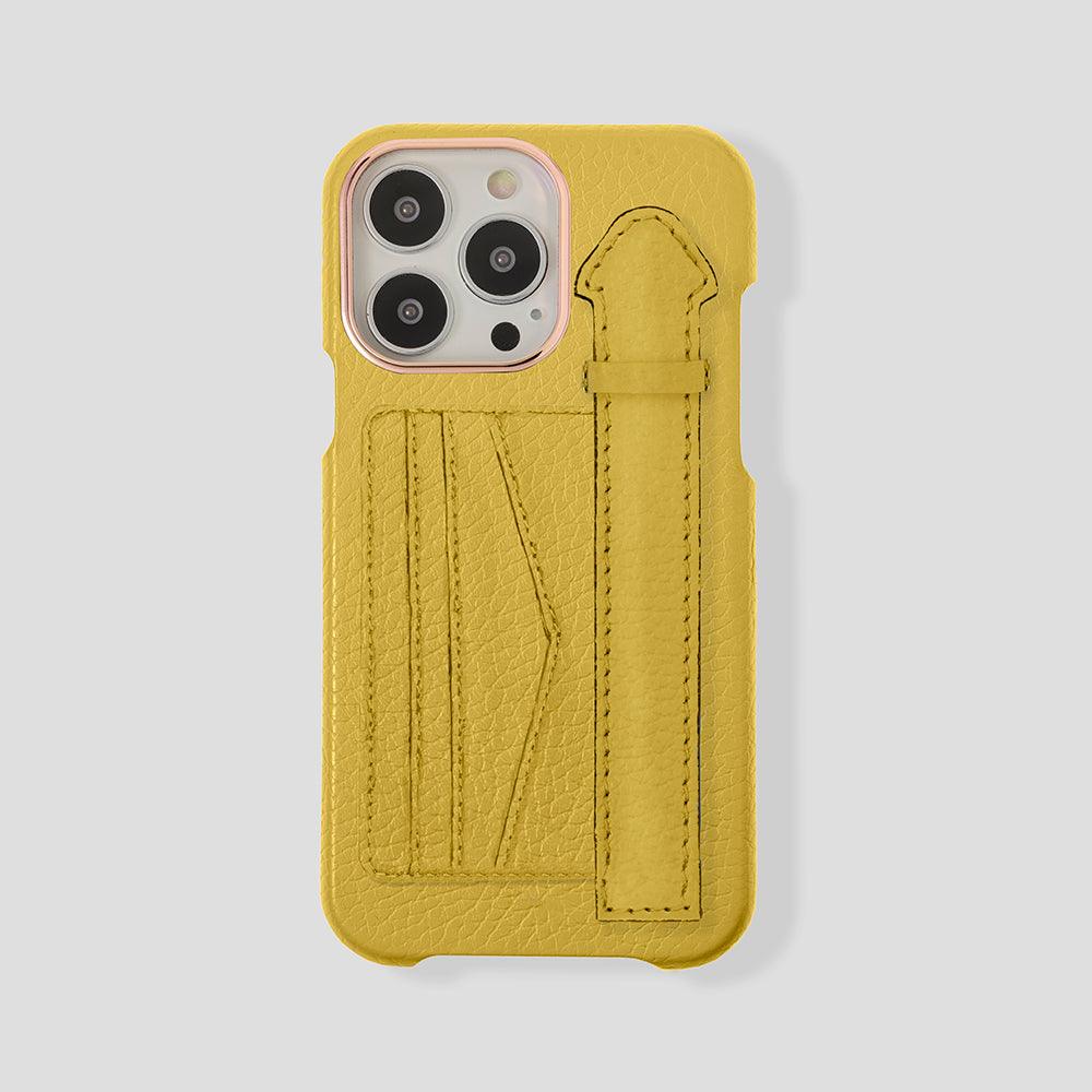iPhone 15 Pro Cardholder Finger Strap Case Calfskin - Gatti Luxury