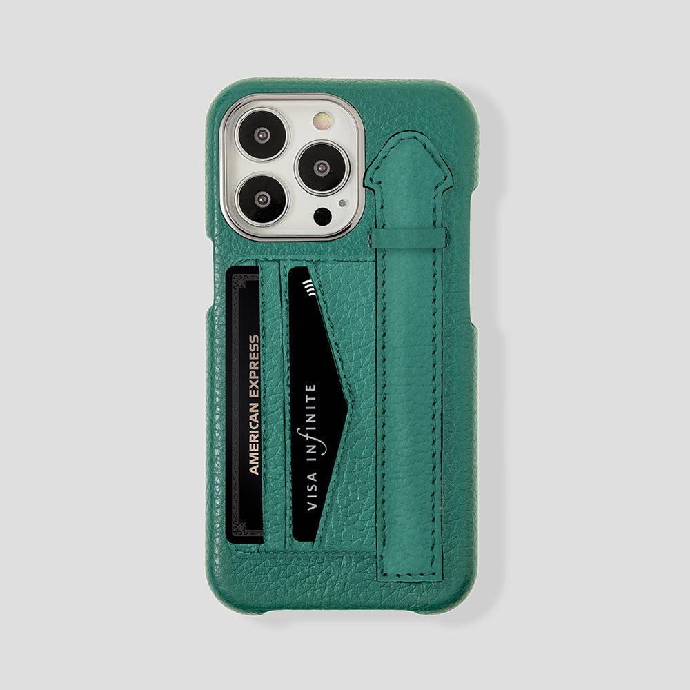 iPhone 15 Pro Cardholder Finger Strap Case Calfskin - Gatti Luxury