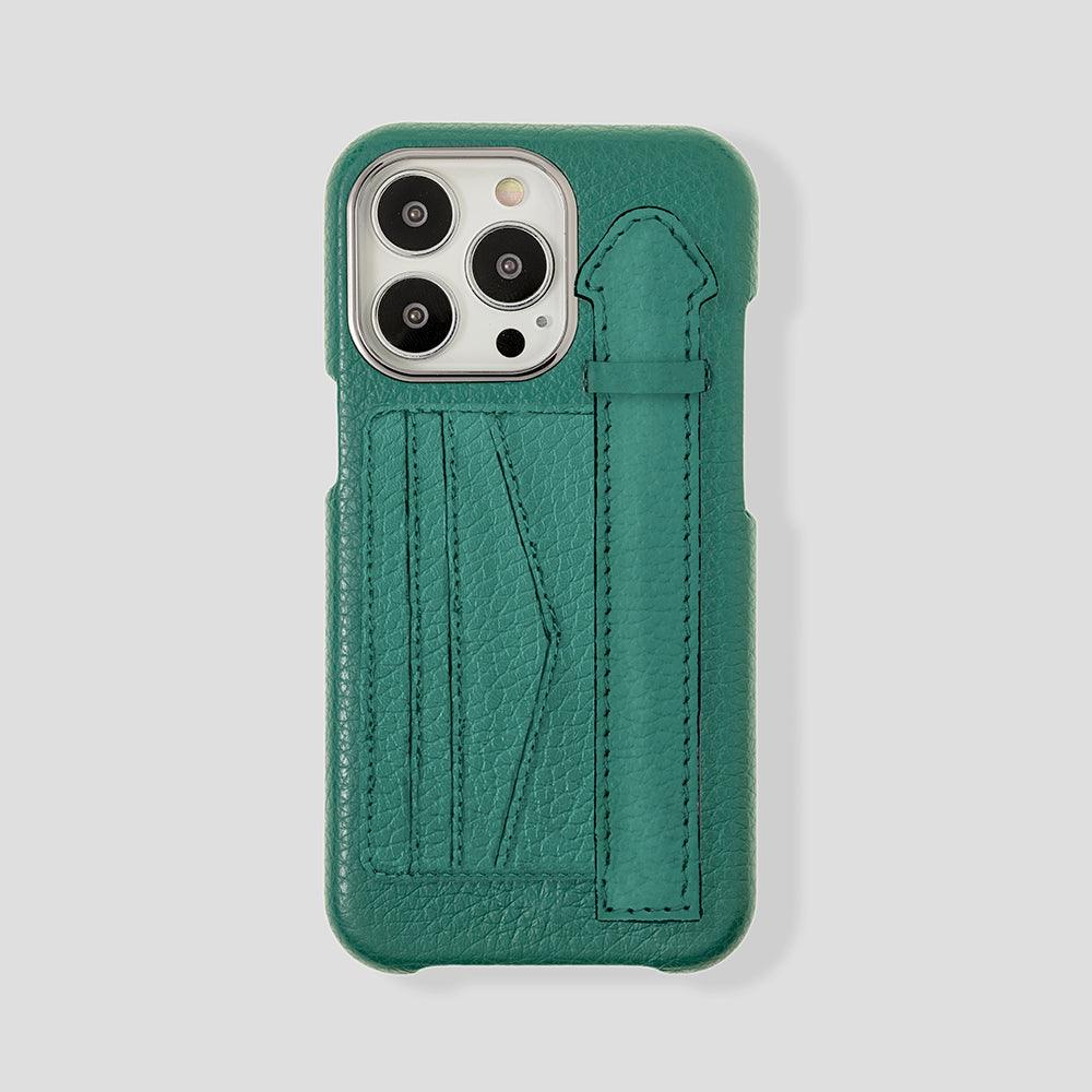 iPhone 16 Pro Cardholder Finger Strap Case Calfskin iPhone 16 Pro Cardholder Finger Strap Case Calfskin