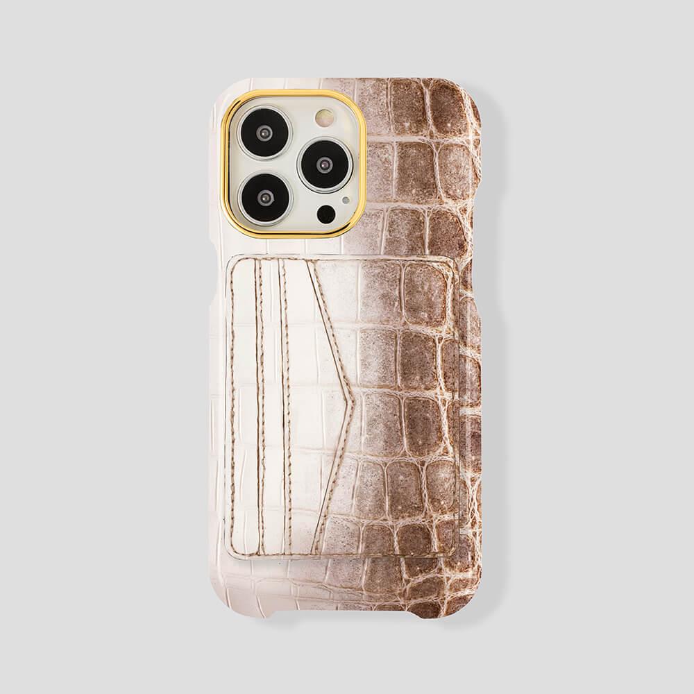 iPhone 15 Pro Cardholder Himalayan Crocodile Case - Gatti Luxury