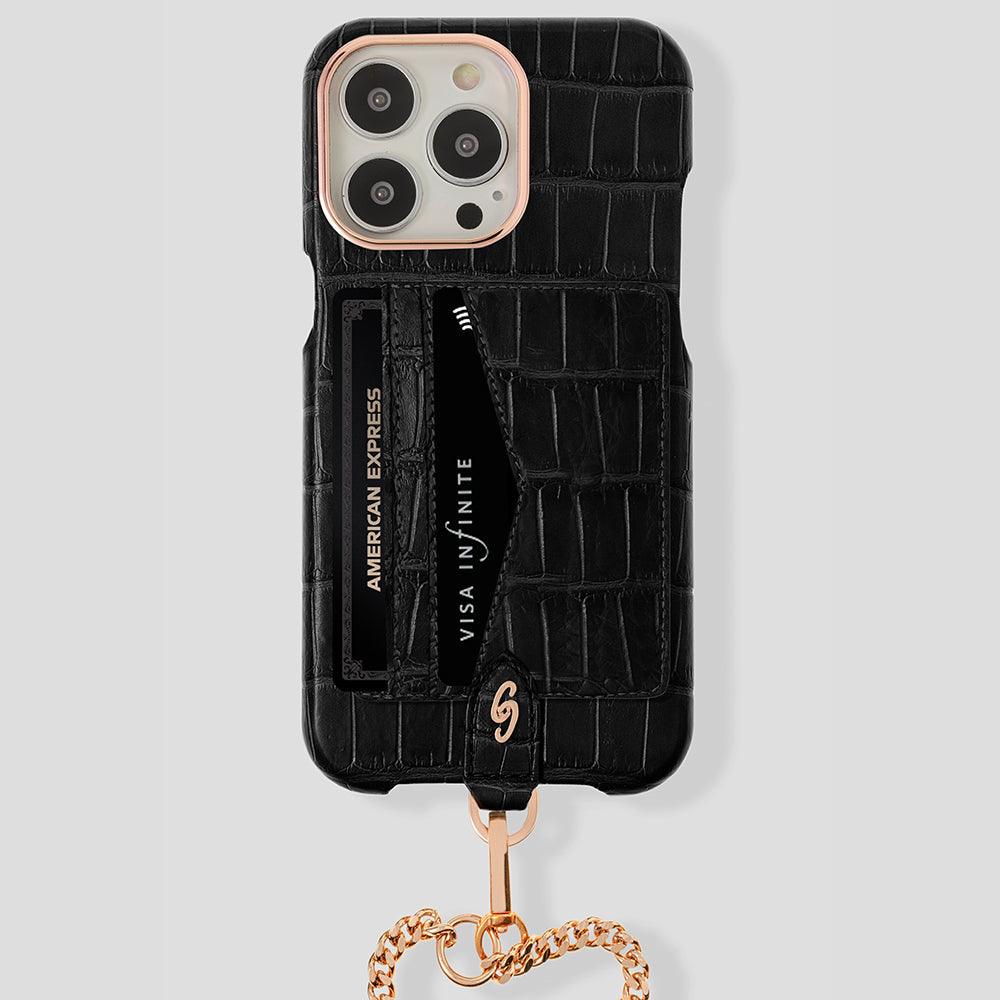 iPhone 15 Pro Crossbody Cardholder Case in Alligator - Gatti Luxury