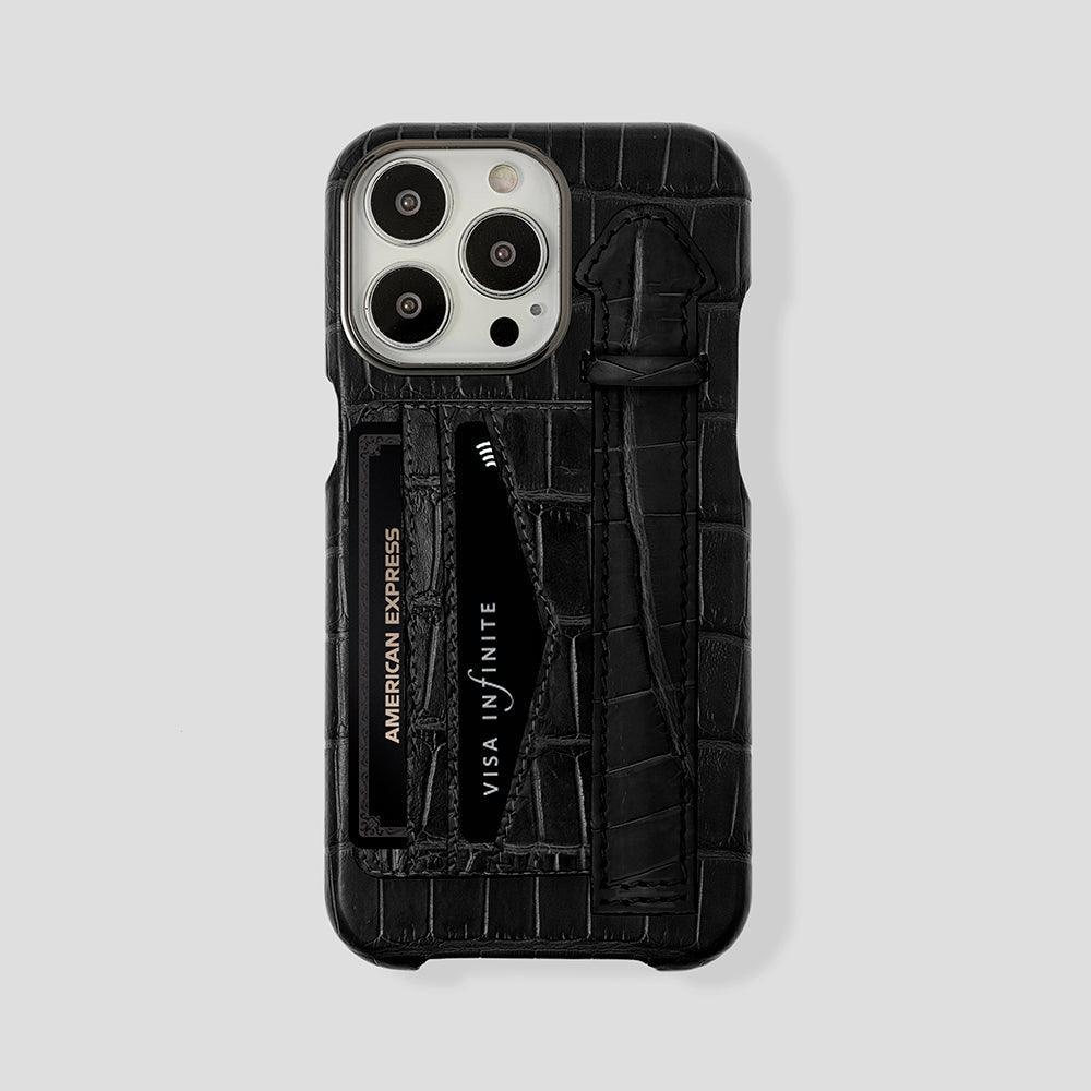 iPhone 15 Pro Max Cardholder Finger Strap Case Alligator - Gatti Luxury