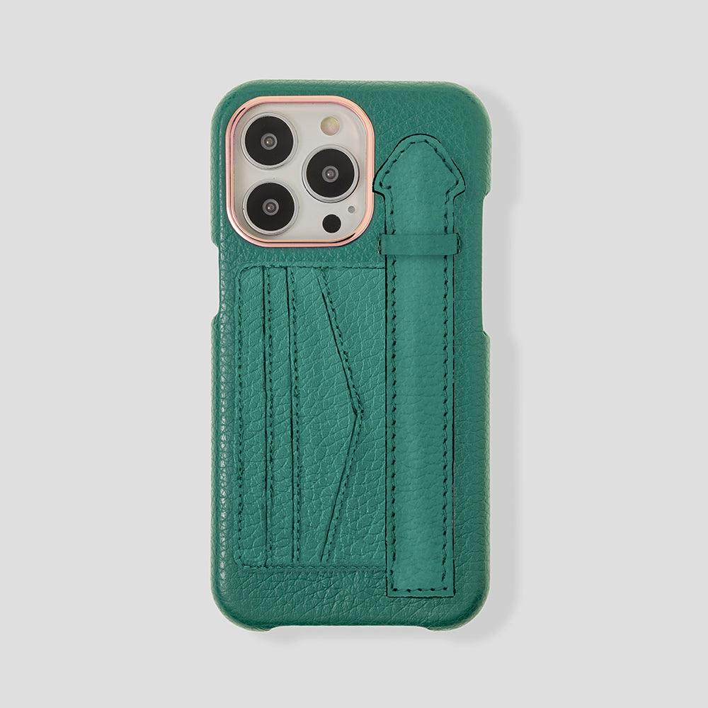 iPhone 15 Pro Max Cardholder Finger Strap Case Calfskin - Gatti Luxury
