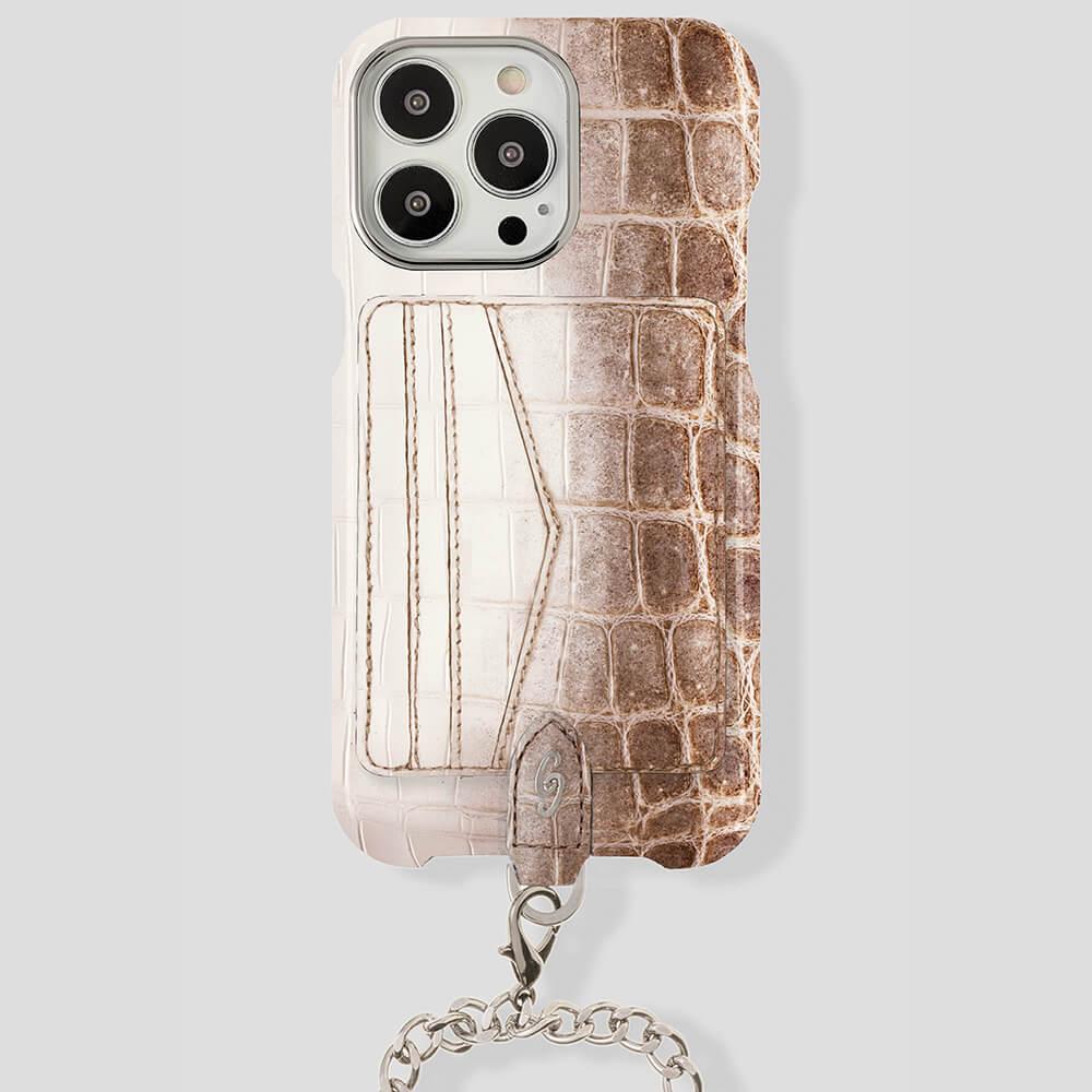 iPhone 15 Pro Max Crossbody Cardholder Case in Himalayan Crocodile - Gatti Luxury