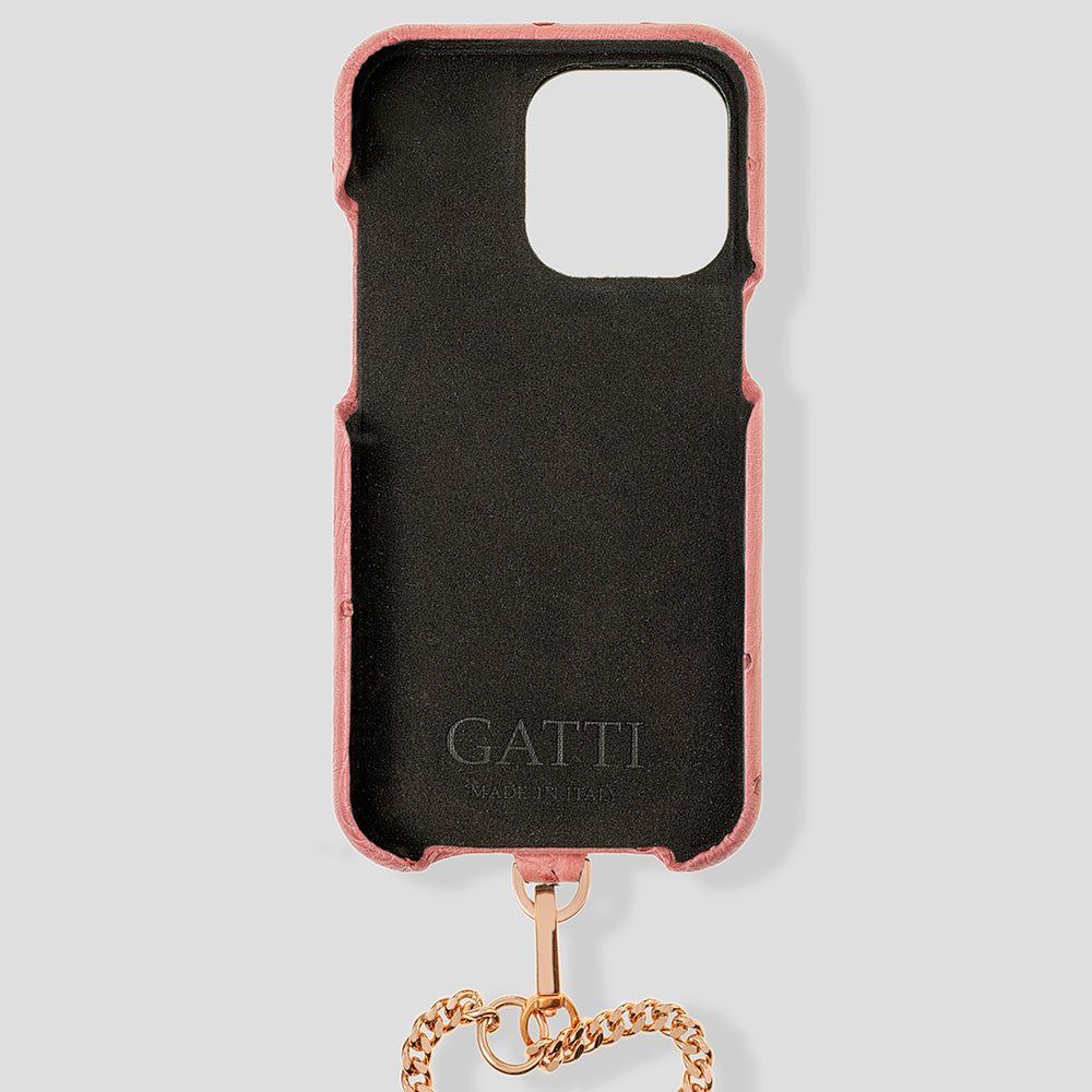 iPhone 15 Pro Max Crossbody Cardholder Case in Ostrich - Gatti Luxury
