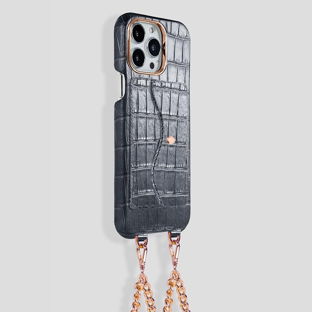 iPhone 15 Pro Necklace Pocket Case in Alligator - Gatti Luxury