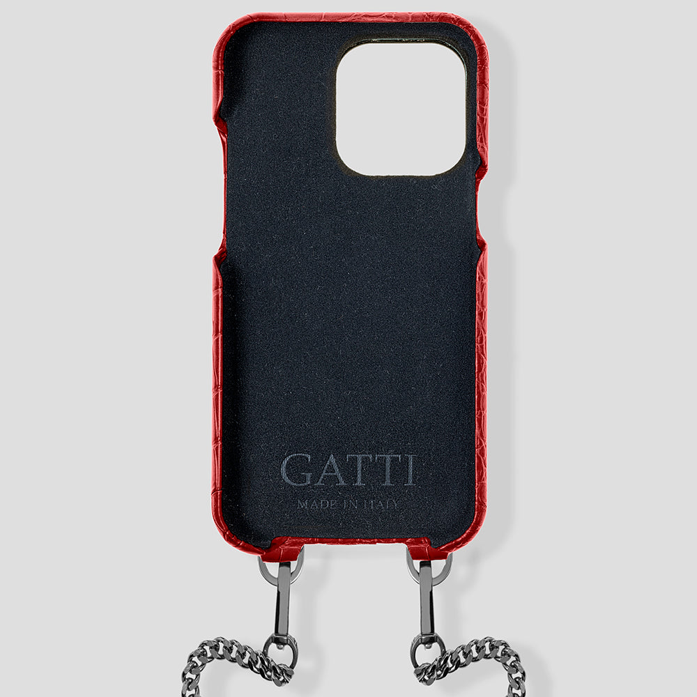 iPhone 15 Pro Necklace Pocket Case in Alligator - Gatti Luxury