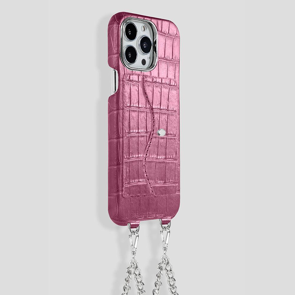 iPhone 15 Pro Necklace Pocket Case in Alligator - Gatti Luxury