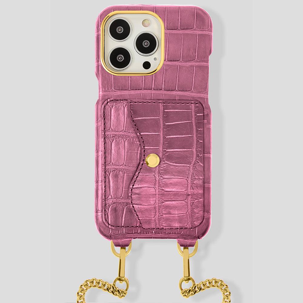 iPhone 15 Pro Necklace Pocket Case in Alligator - Gatti Luxury