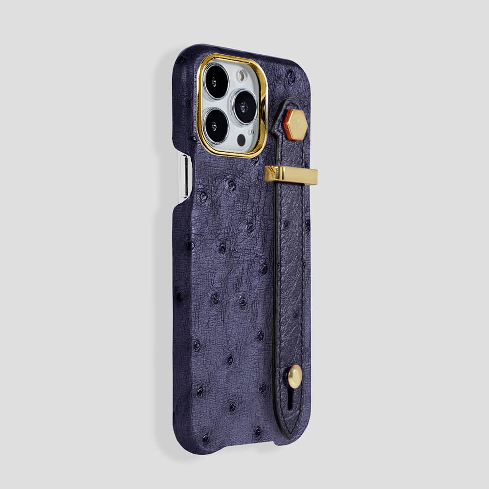 Loop Metal Strap Ostrich Case for iPhone 14 Pro Max - gattiluxury