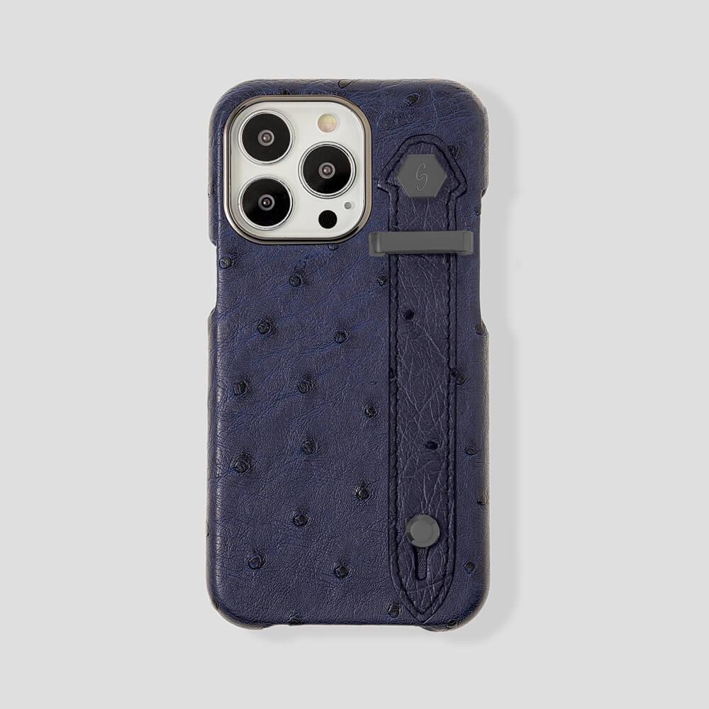 Loop Metal Strap Ostrich Case for iPhone 14 Pro Max - gattiluxury