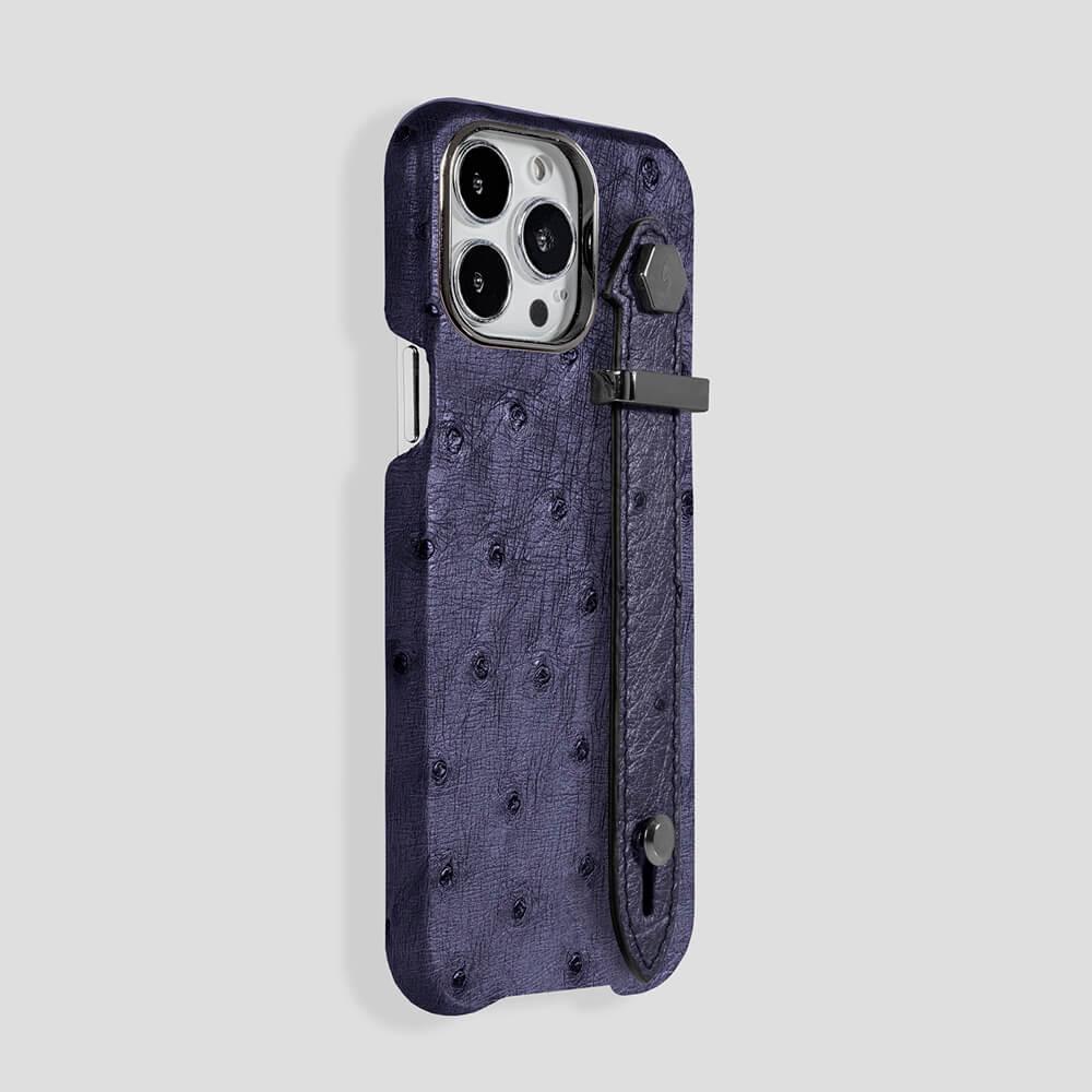 Loop Metal Strap Ostrich Case for iPhone 14 Pro Max - gattiluxury