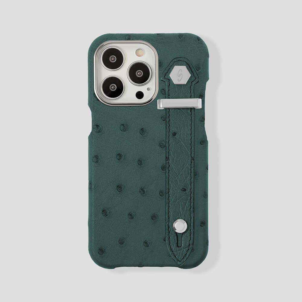 Loop Metal Strap Ostrich Case for iPhone 14 Pro Max - gattiluxury