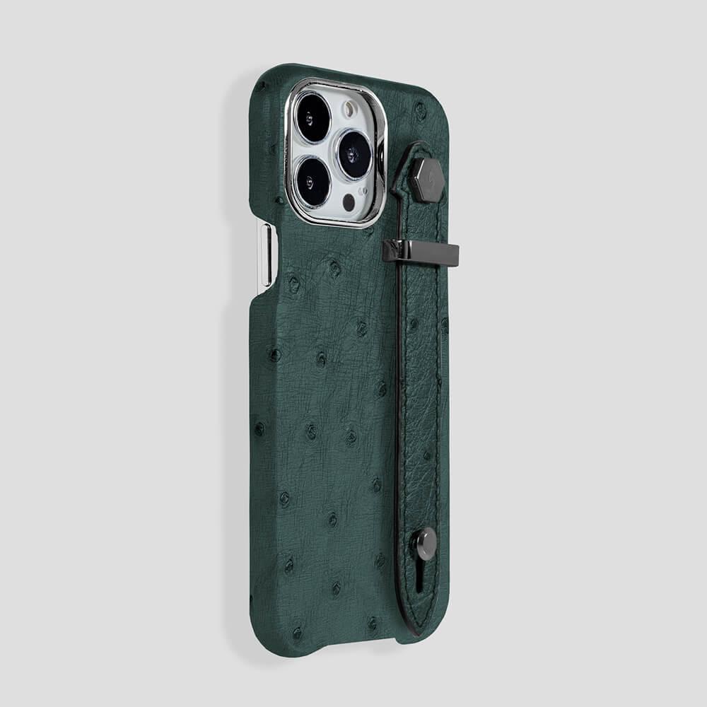 Loop Metal Strap Ostrich Case for iPhone 14 Pro Max - gattiluxury