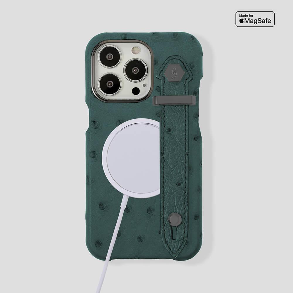 Loop Metal Strap Ostrich Case for iPhone 14 Pro Max - gattiluxury